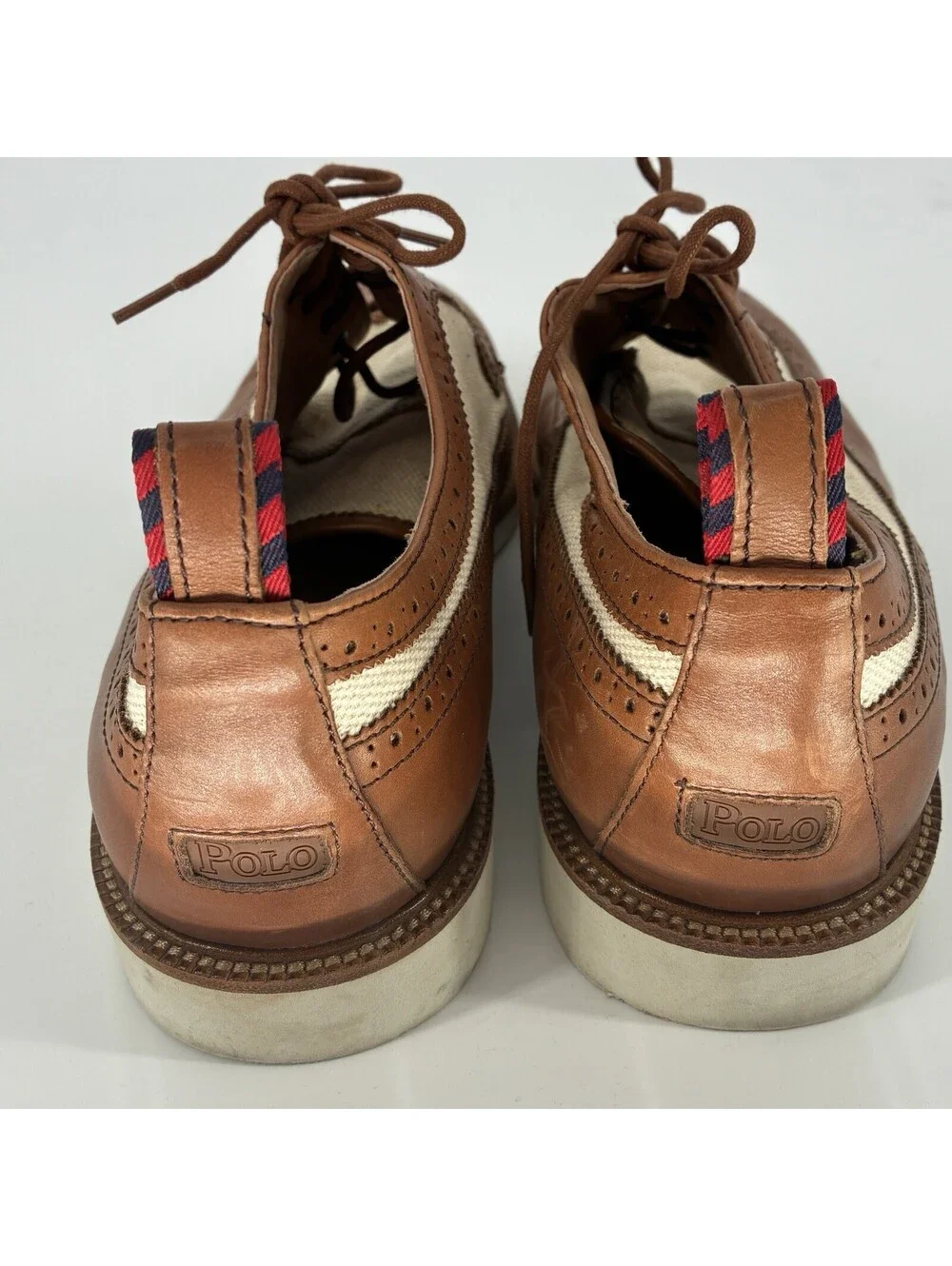 Ralph Lauren Torrington Spectator Oxford Leather Canvas Men A13 Wingtip Brogue